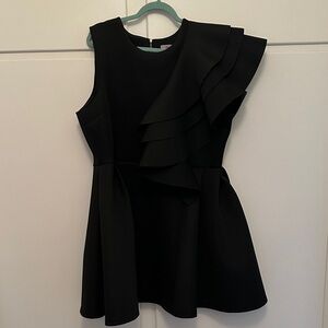 LIKE NEW Eien Structured Neoprene Black Cocktail Dress Mini Ruffle